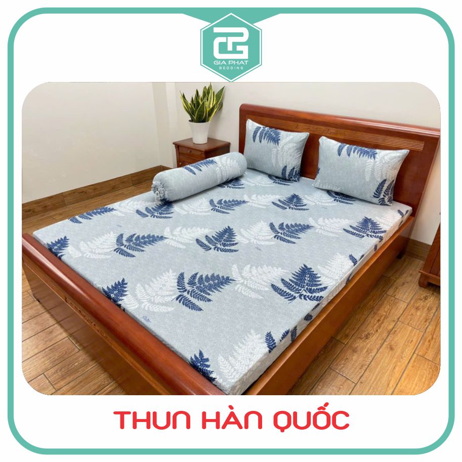 Bộ ga giường, Drap nệm Thun Lạnh Hàn Quốc 4 món (1 ga bọc + 2 vỏ gối nằm + 1 vỏ gối ôm)