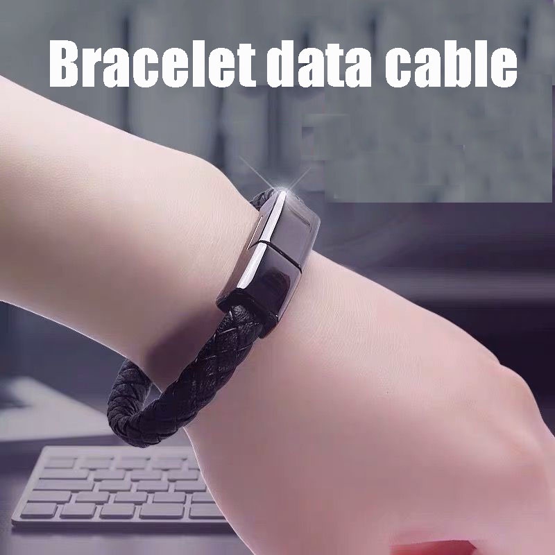 Portable Leather Wristband Bracelet Data Cable Fast Charging Micro USB Type C Charging Cable