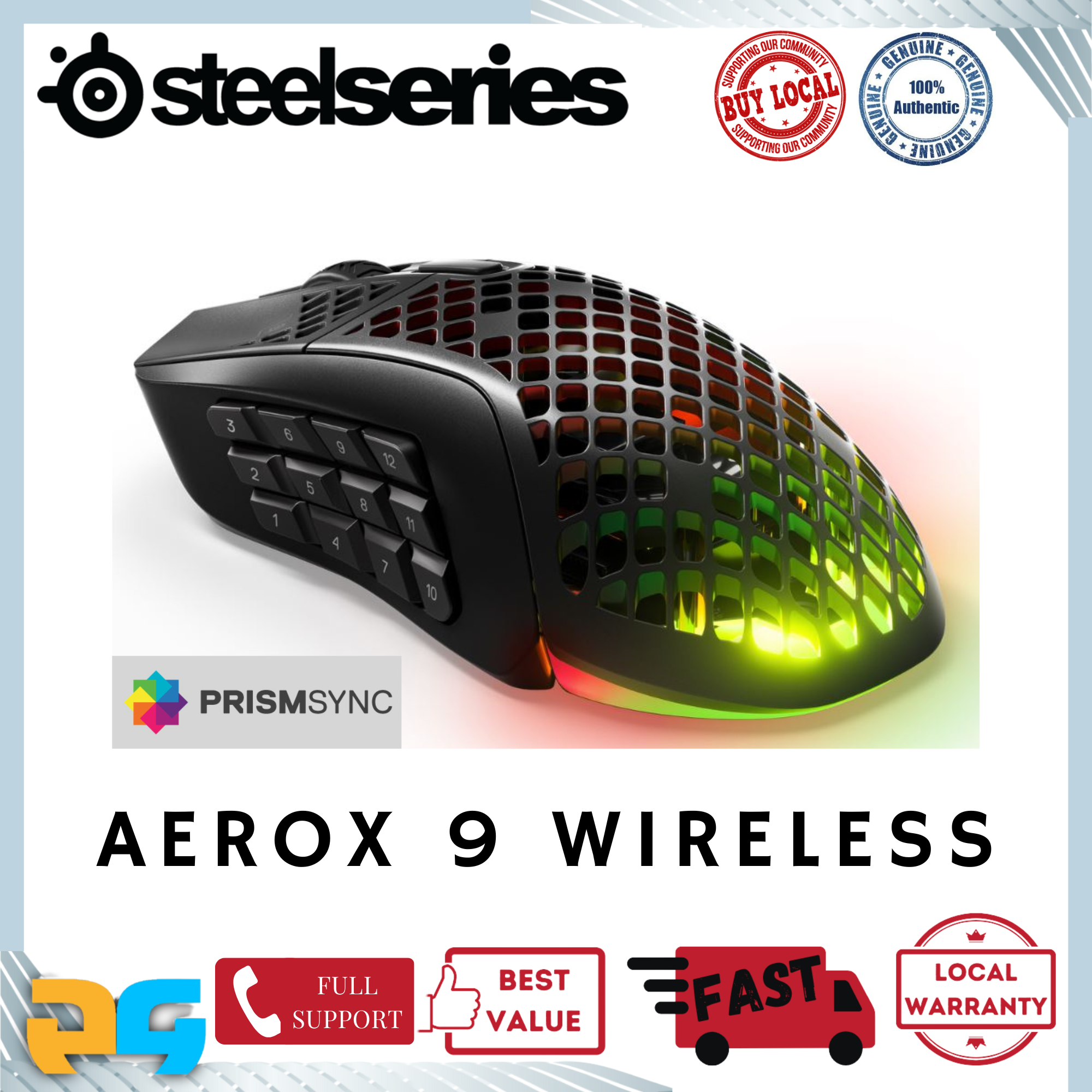 SteelSeries Aerox 9 Wireless RGB PrimeSync Gaming Mouse Lazada Singapore