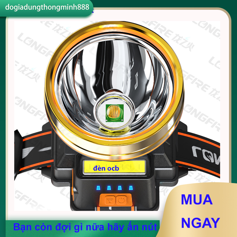 Đèn pin siêu sáng đội đầu chống nước pin 4400ma