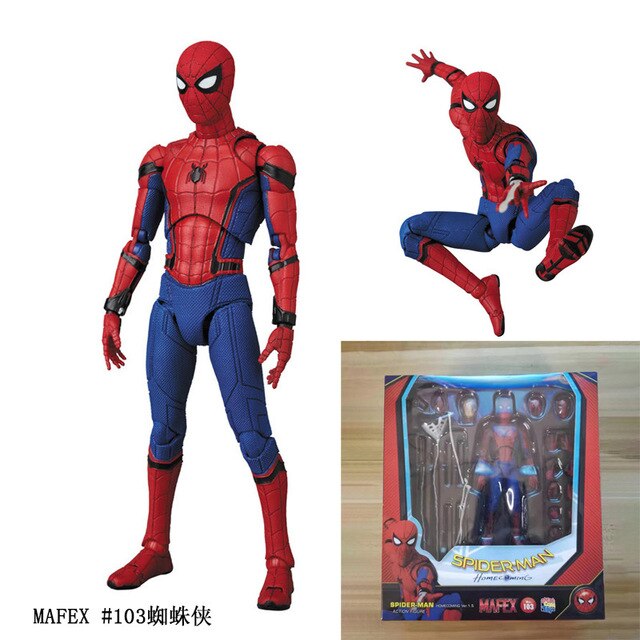 Marvel Mafex Spider Man 103 Action Figure Spiderman Homecoming Deluxe Edition Multi-accessories Doll Model Toys Collection Gifts