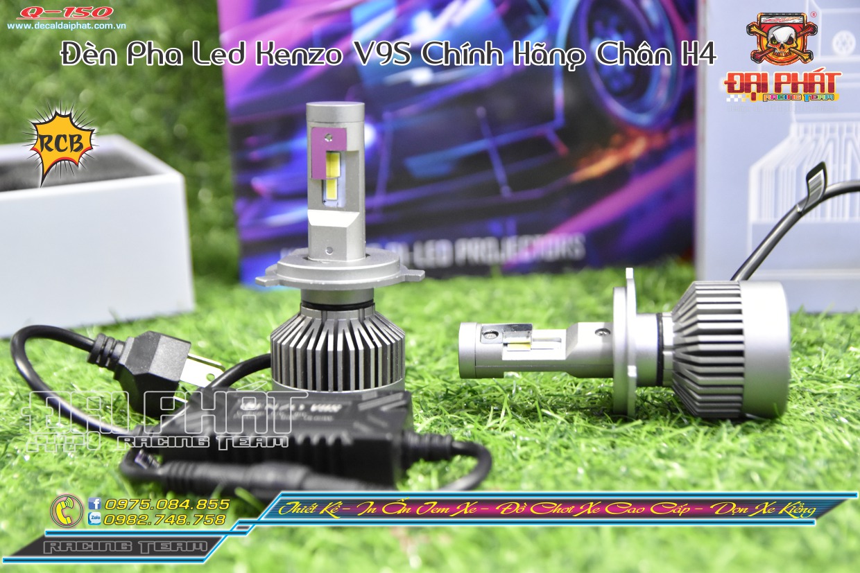 ĐÈN PHA LED SIÊU SÁNG KENZO V9S CHÂN H4 - 1 BÓNG