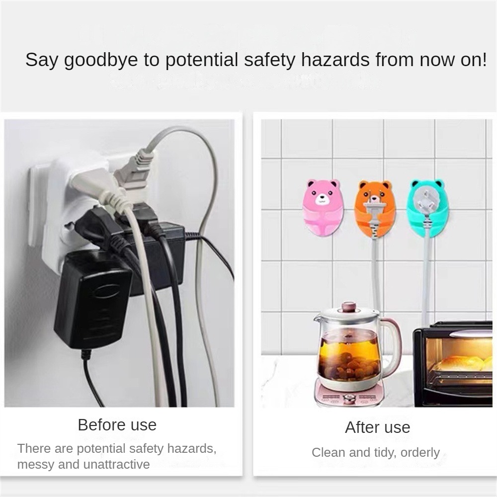 CHIPLY Cartoon Plug Hook Non Punching Hanging Plug Wall Hanging Hook Kitchen Bear Plug Storage Hook Household Adhesive Storage Hook