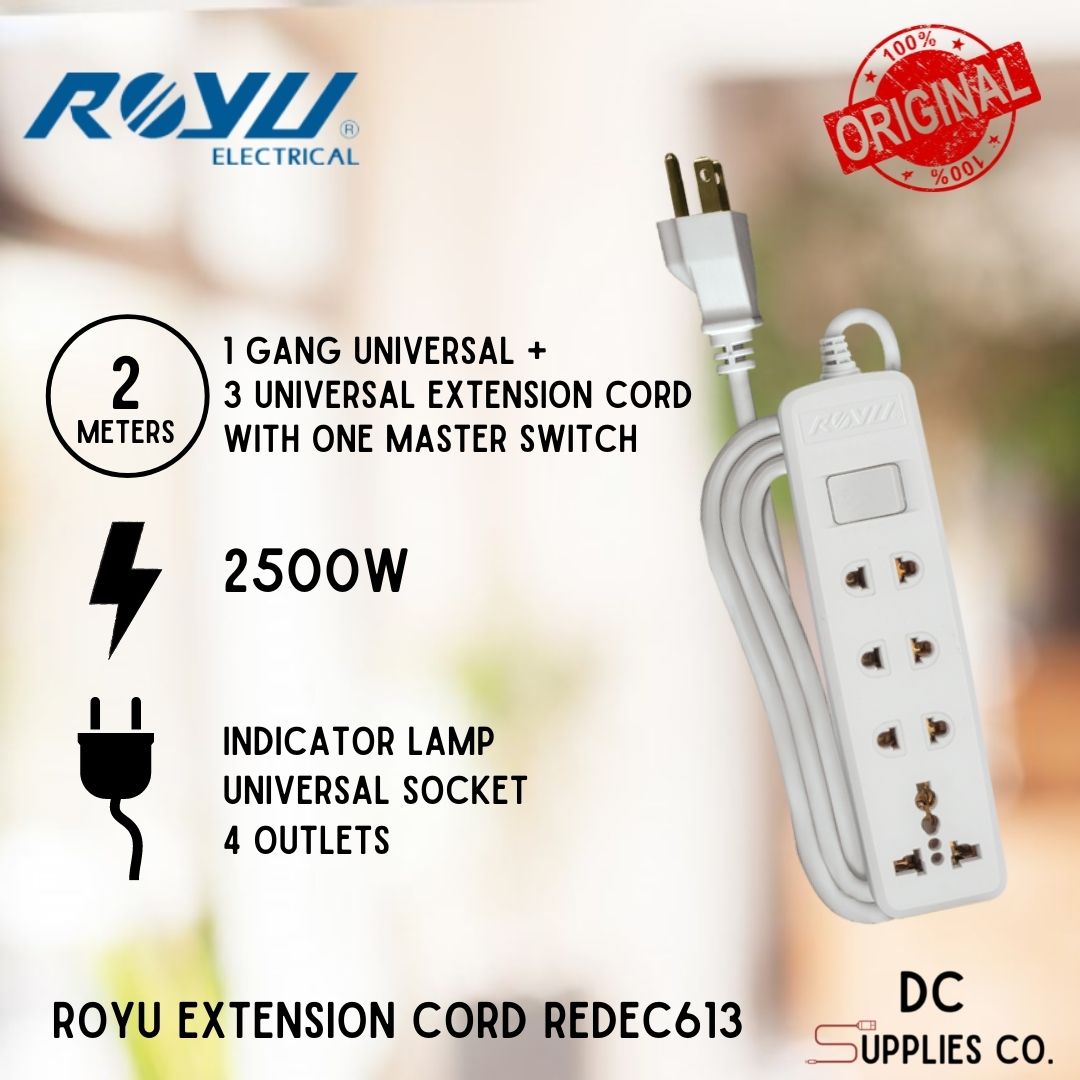 ROYU 4 Gang Universal Extension Cord with One Master Swtich