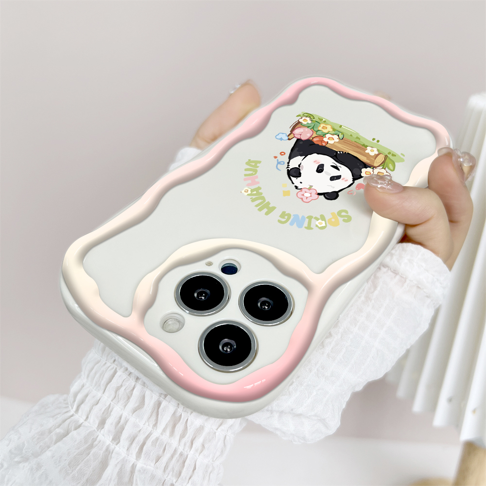YYDS for Vivo Y28 4G Back Cover Cute Panda Case Soft Texture Wavy Edge Silicone Mobile Cover. 