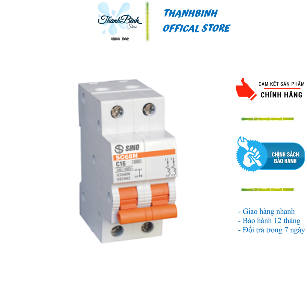 Aptomat/ át đôi- 2 cực sino s19- 2p 16a/ 20a/ 32a/ 40a