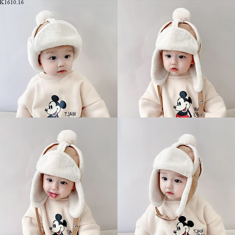 Nón dạ lót lông cho bé gái bé trai