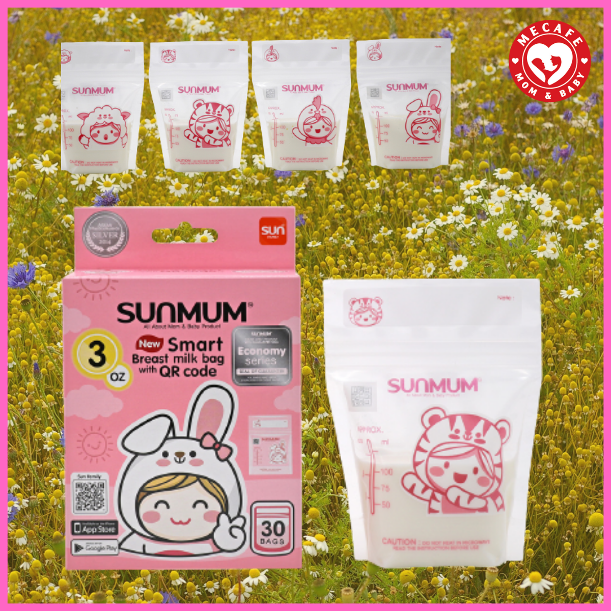 Túi trữ sữa sunmum mini 100ml Thái Lan 3 khoá zip (mẫu mới)