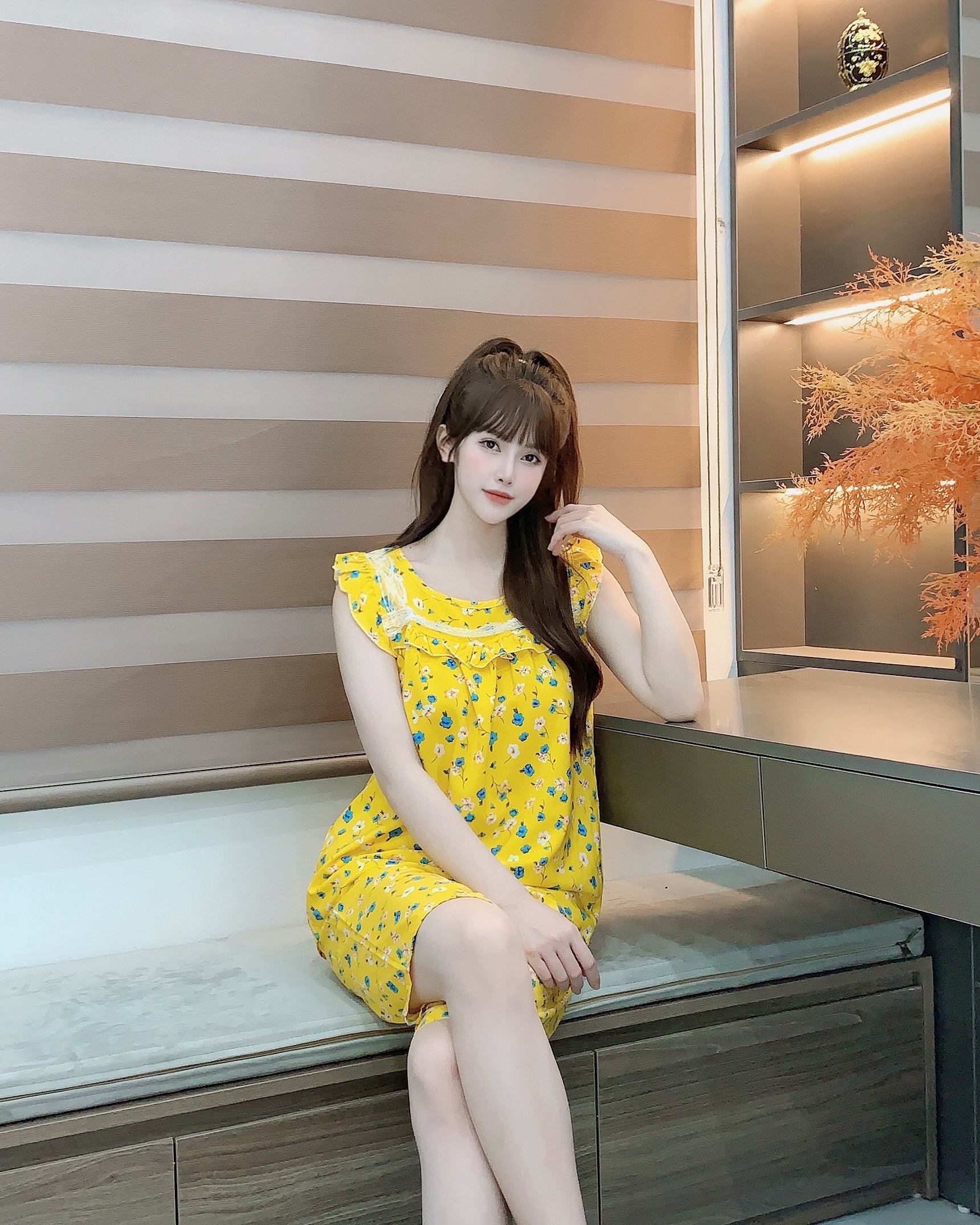 [3 size 46-70KG] Đồ bộ LỤA BÔNG REN VUÔNG, CHẤM BI PHỐI CỔ MỀM MÁT DỄ THƯƠNG thời trang
