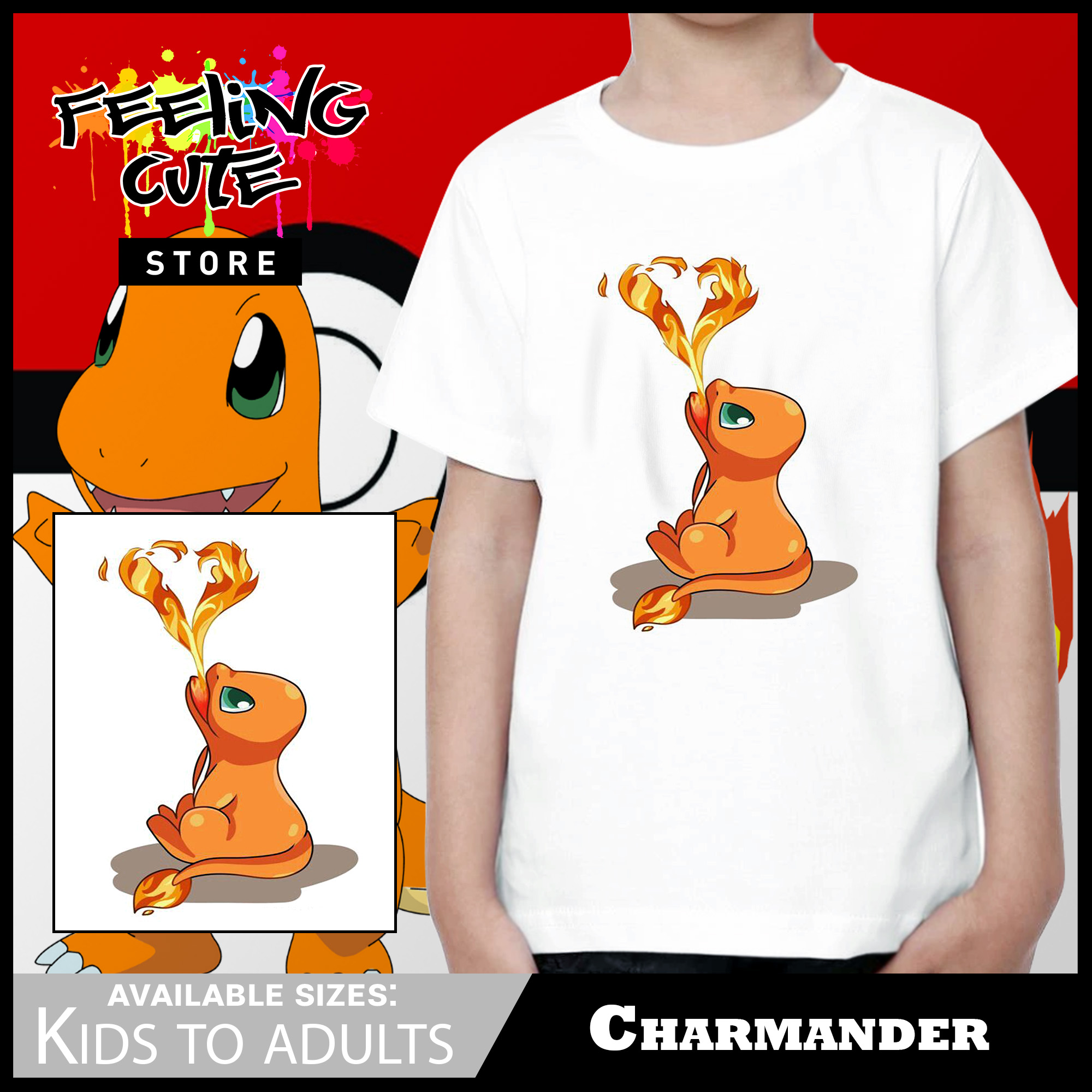 Pokemon Charmander Shirt For Kids to Adults Unisex | Lazada PH