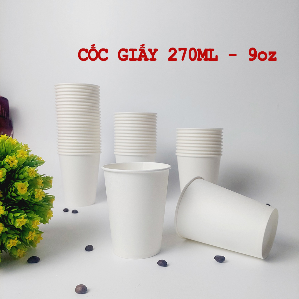 50 Chiếc cốc giấy 270ml ~ 9oz ly giấy NHẬP KHẨU HÀN QUỐC