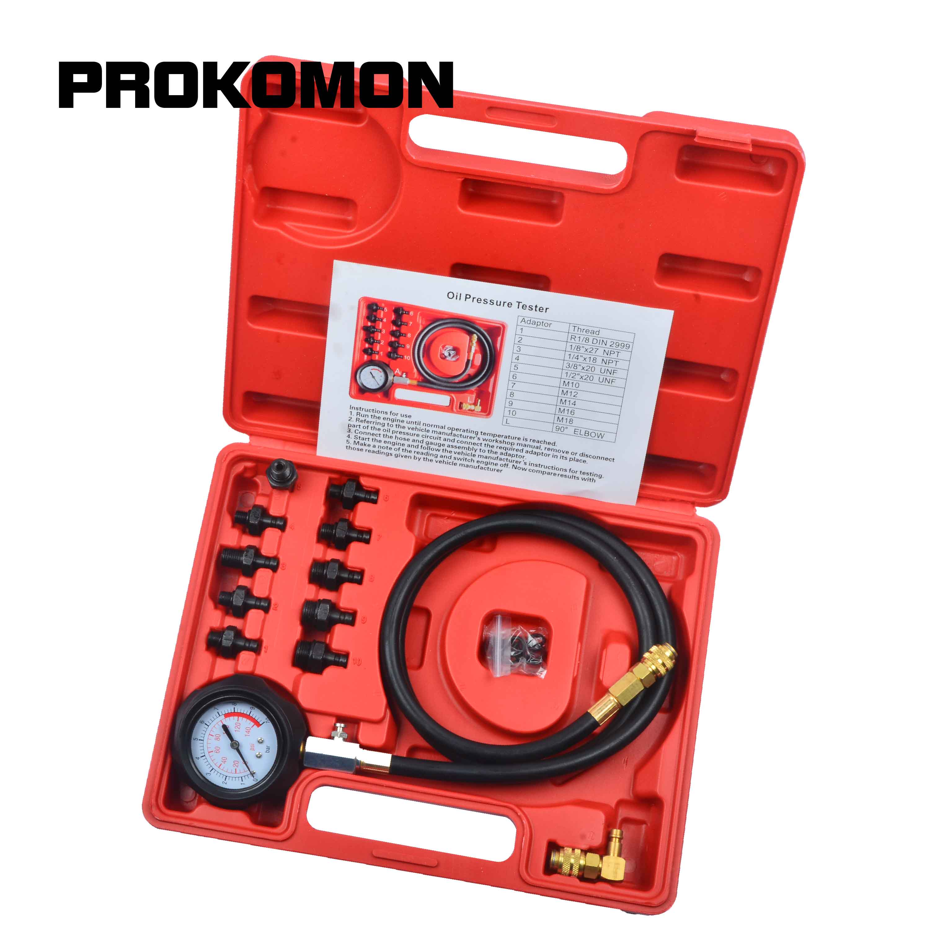 12Pcs Engine Oil Pressure Test Kit Tester Car Garage Tool Low Oil