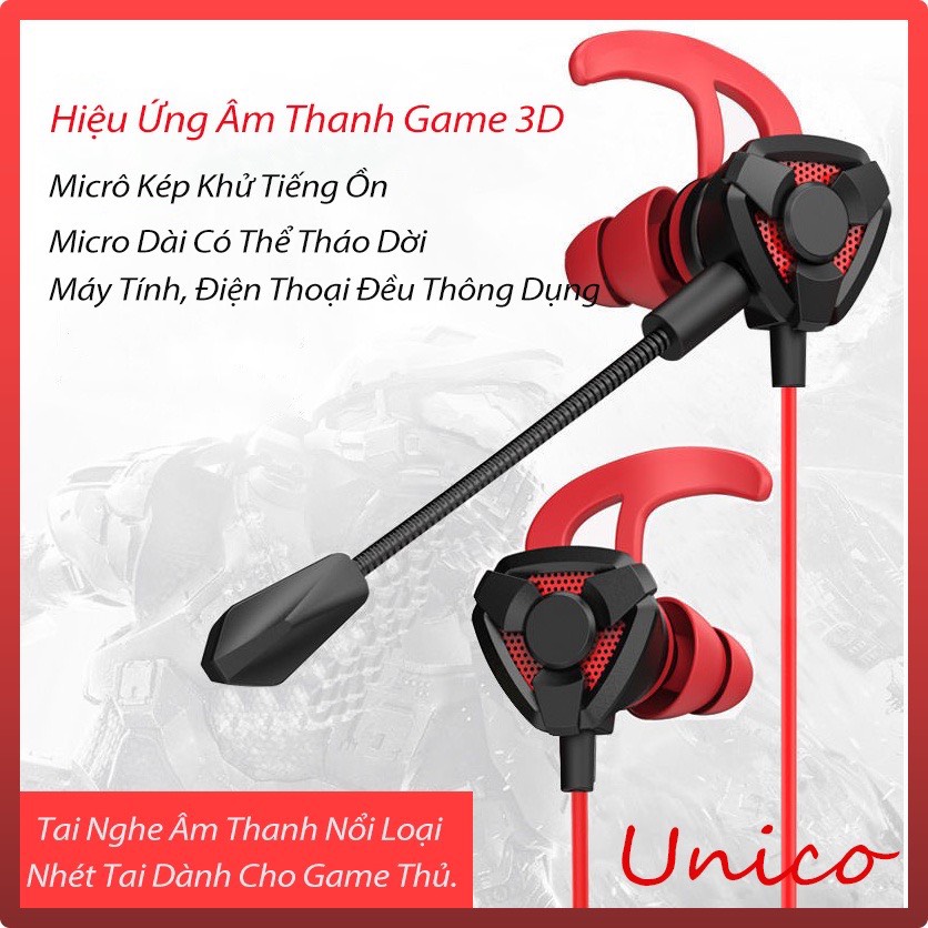 Tai Nghe PUBG Gaming Có Dây Nhét Tai Chơi Game Chống Ồn Có Mic In Ear Cho PC các dòng điện thoại và máy tính bảng