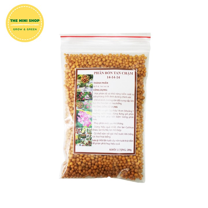 Phân bón hạt vàng 14-14-14 Oscomote 200g - Phân tan chậm màu vàng