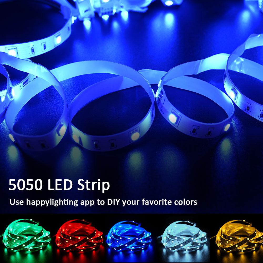 LED Strip RGB Music Sync Color Changing Sensitive Built-in Mic, App LED ...