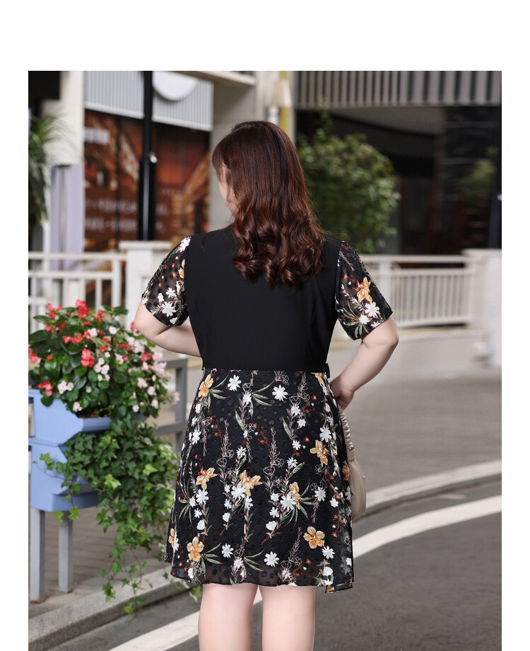 Đầm xòe phối voan hoa cao cấp bigsize - BSc622
