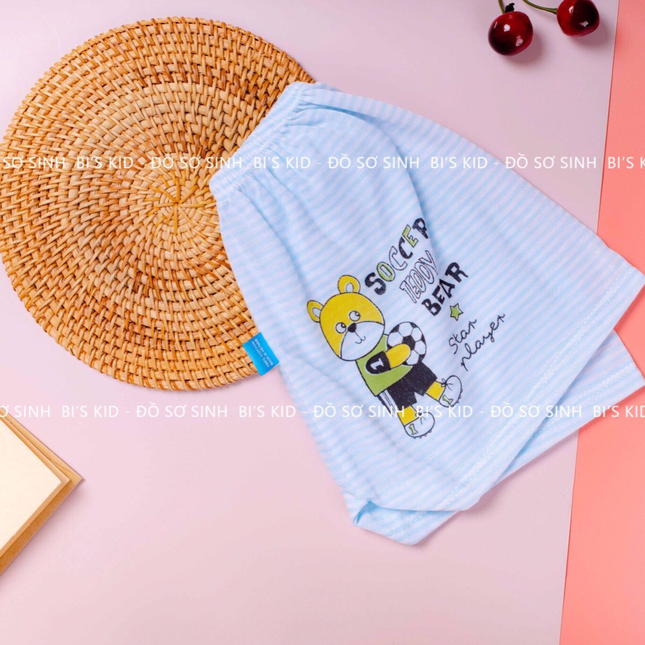 Quần đùi cotton kẻ cho bé sơ sinh-12kg