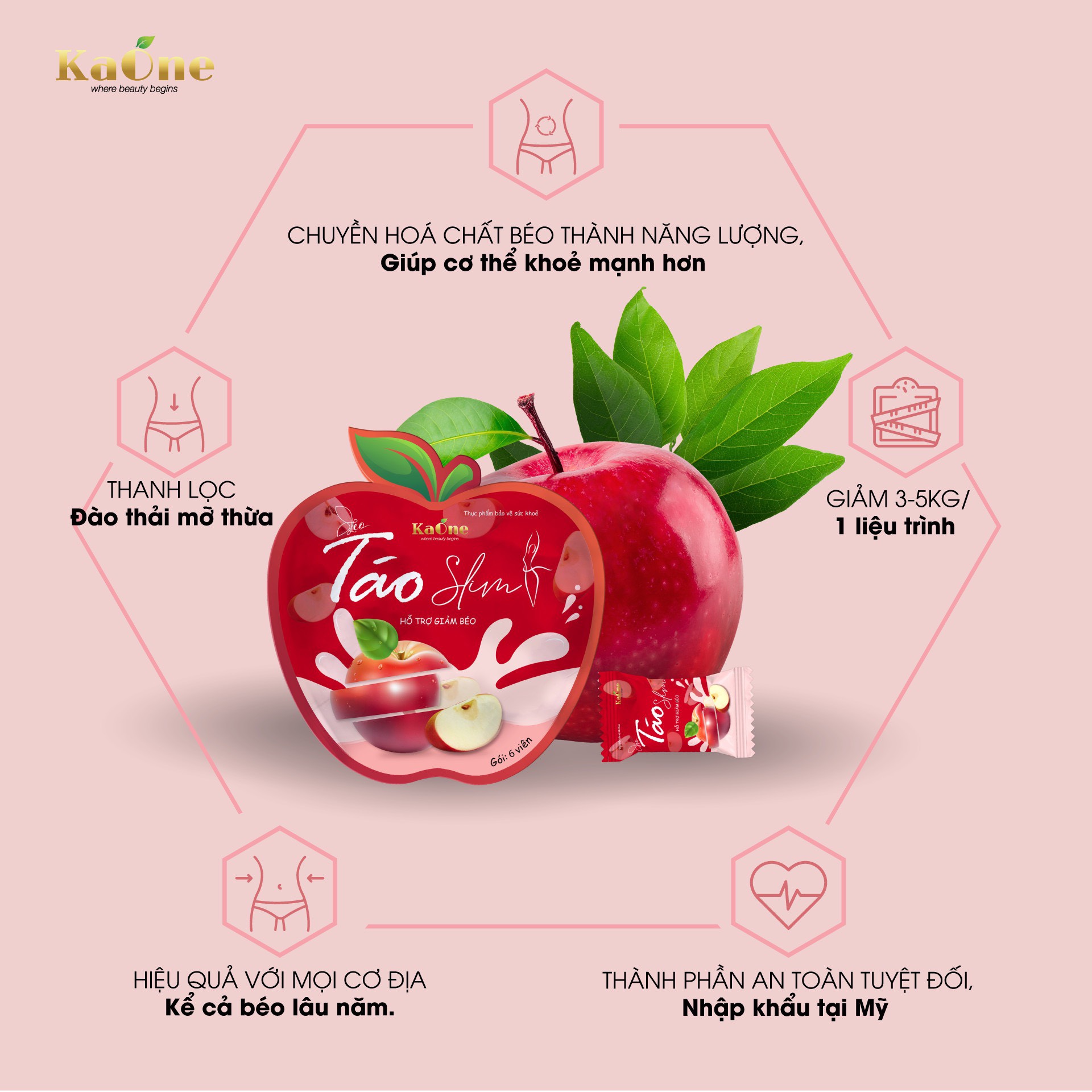 Kẹo táo slim giảm cân KaOne