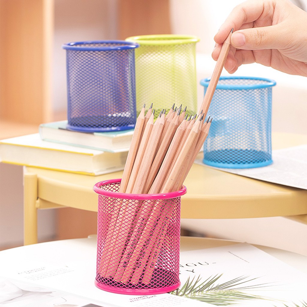 Cốc cắm bút kim loại Deli 91x98mm - 9153