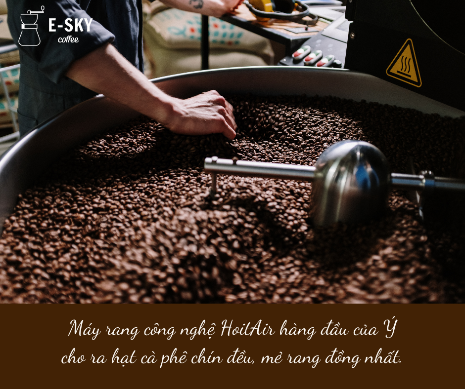 Cà Phê Rang Xay Nguyên Chất Robusta E-sky Coffee Cafe Pha Phin Pha Máy Cold Brew 1kg-2kg