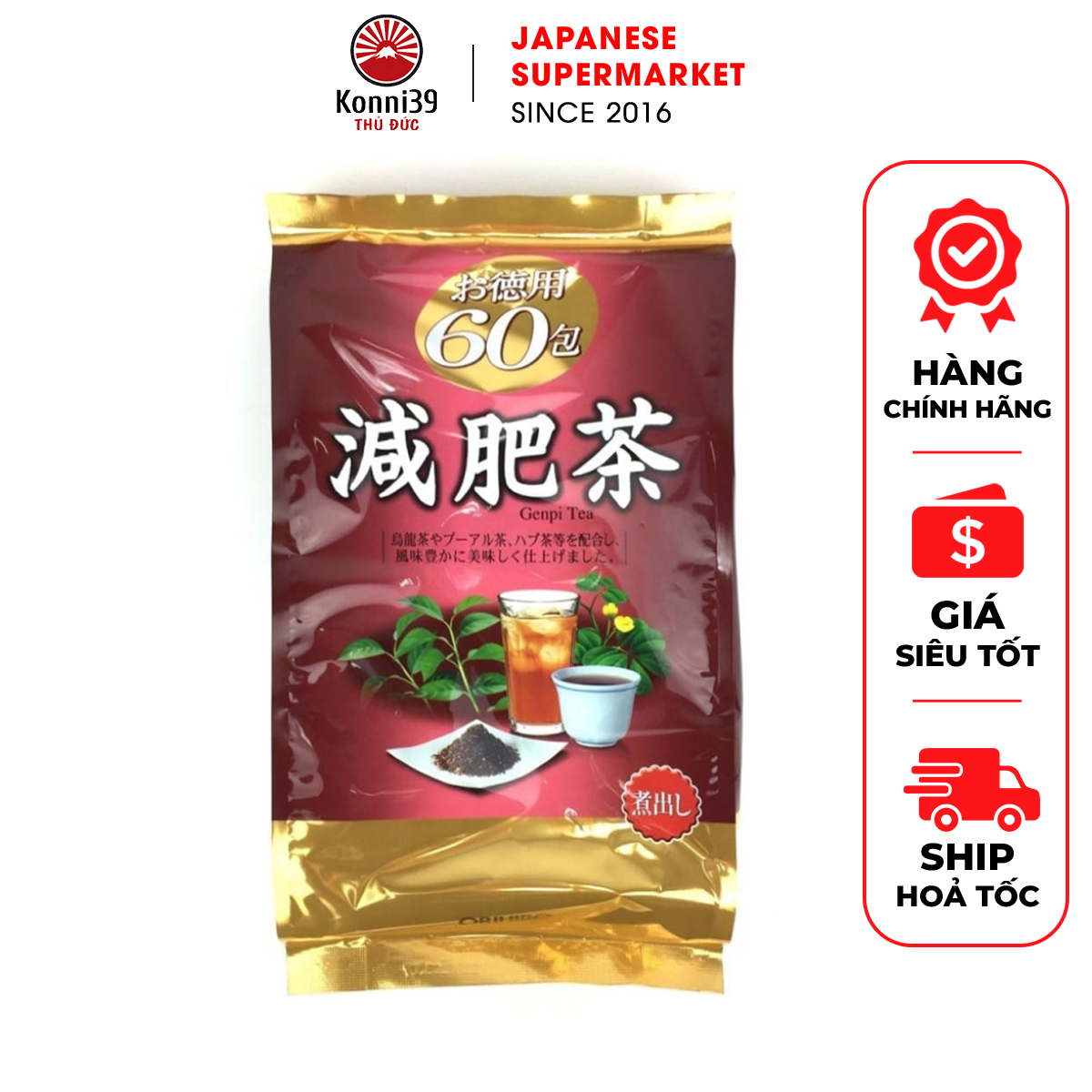 Trà genpi hỗ trợ giảm mỡ bụng genpi tea orihiro nhật bản