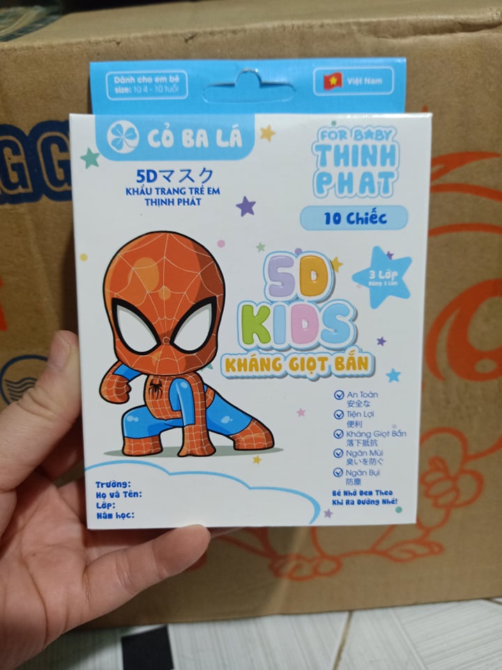 Khẩu Trang 5D Bé Thịnh Phát 5D KIDS MÁK (4-10tuổi) bịch 10 Cái 5DBE