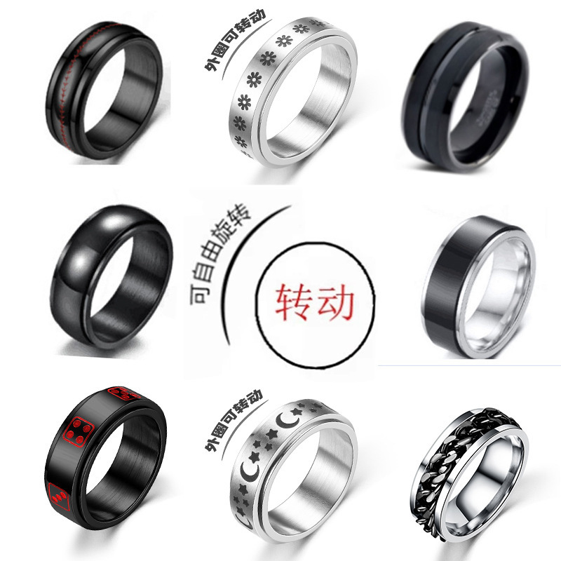 Jewelry Titanium Steel Rotatable Ring Men's Stainless Steel Couple ...