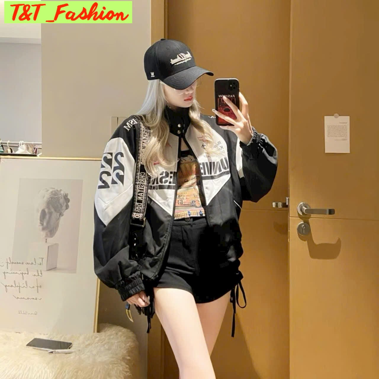 Áo khoác dù nữ dáng lửng logo kiv siêu cá tính chất dù 2 lớp in hình siêu ngầu mẫu mới cực hot t&t_fashion