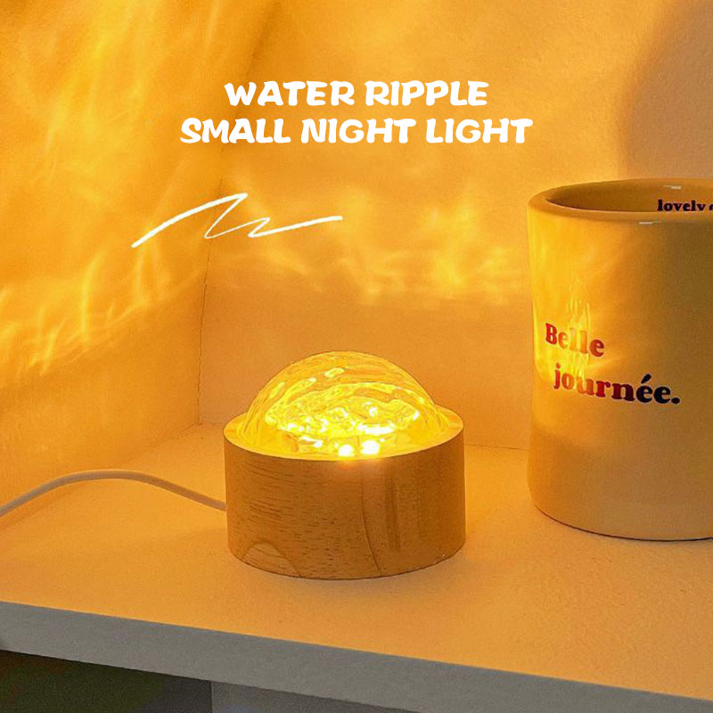 Light and shadow table lamp rotating water print light Nightlight projection auroral flame bedside ambiance lamp bedroom gift Round