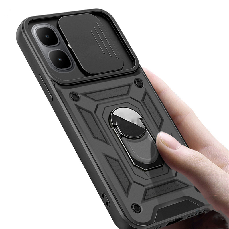 Phone case Tecno Spark Go2 POP 10 Armor Ring Case Cover Adsorb Car Holder Shockproof Camera Protection Cover Back Cover Tecno POP10 Spark Go2 Case.