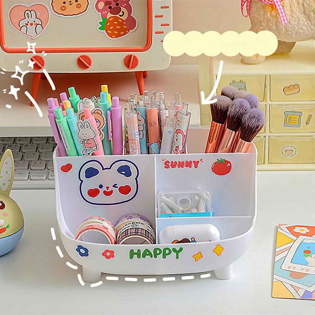 Hộp Đựng Bút Để Bàn Lưu Trữ Văn PHòng Phẩm Tặng Kèm Sticker Dễ Thương