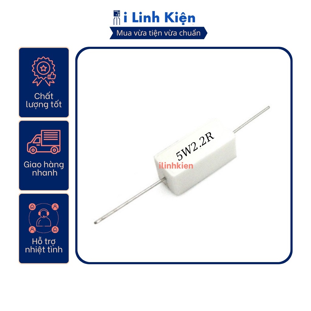Điện trở sứ 5w 2.2r 5% chất lượng cao