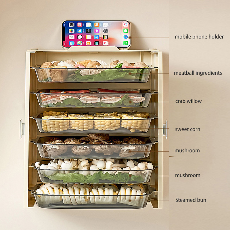 Wall-mounted preparation dish tray, portable non-punching folding vegetable rack, multi-functional side dish plate, household hot pot plate, draining tray