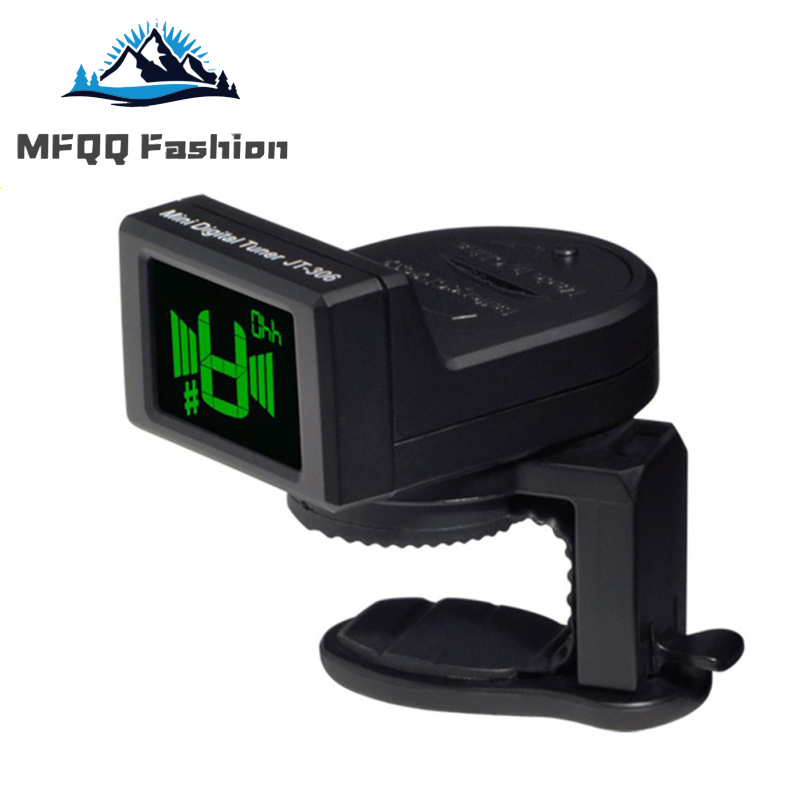 Mfqqjoyo jt-306 mini guitar tuner digital lcd clip on tuner for electric acoustic classic guitar chromatic guitar bass