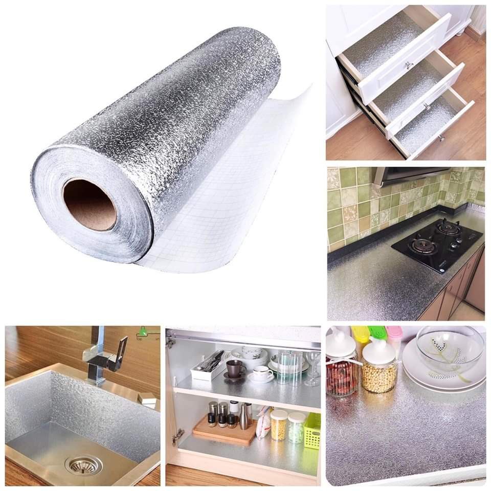 Cuộn 2 Mét Decal Giấy Dán Bếp Tráng Nhôm Cách Nhiệt (2 Mét Dài x 0.6 Mét Rộng)