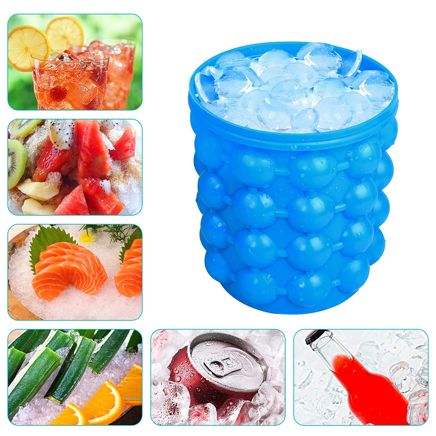 Ice Bucket Ice Cube Mold Silicone ice Cube Maker Ice Cube Mold Tray Portable Bucket Wine Ice Cooler Beer Cabinet Kitchen Tools Drinking Whiskey Freeze. 