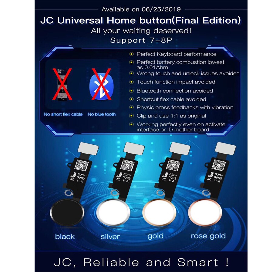 Hx Final Edition Universal Return Key Home Button Flex Cable For Iphone 7/7 Plus/8/8 Plus Repair No Short Flex Bluetooth Connect