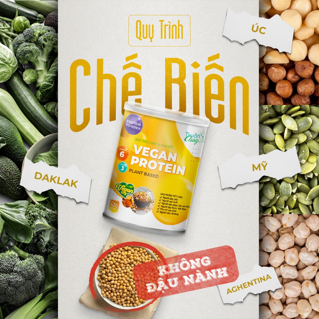 Vegan Protein Lon Thuần Chay Không Đậu Nành (420g)