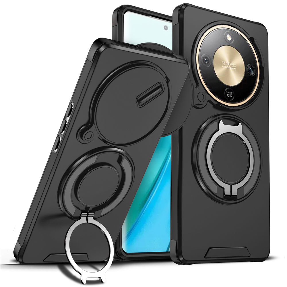 lthmy for Honor X9d 5G Casing Sliding Window Ring Phone Case Bracket Shockproof Protection Stand Holder Anti Fall Hard Back Cover