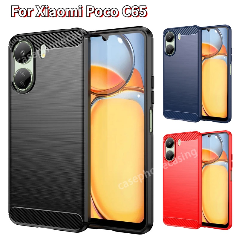 For Xiaomi Poco C65 C 65 4G Case Armor Carbon Fiber TPU Soft Silicone Back  Cover Phone Case Cover - buy For Xiaomi Poco C65 C 65 4G Case Armor Carbon  Fiber