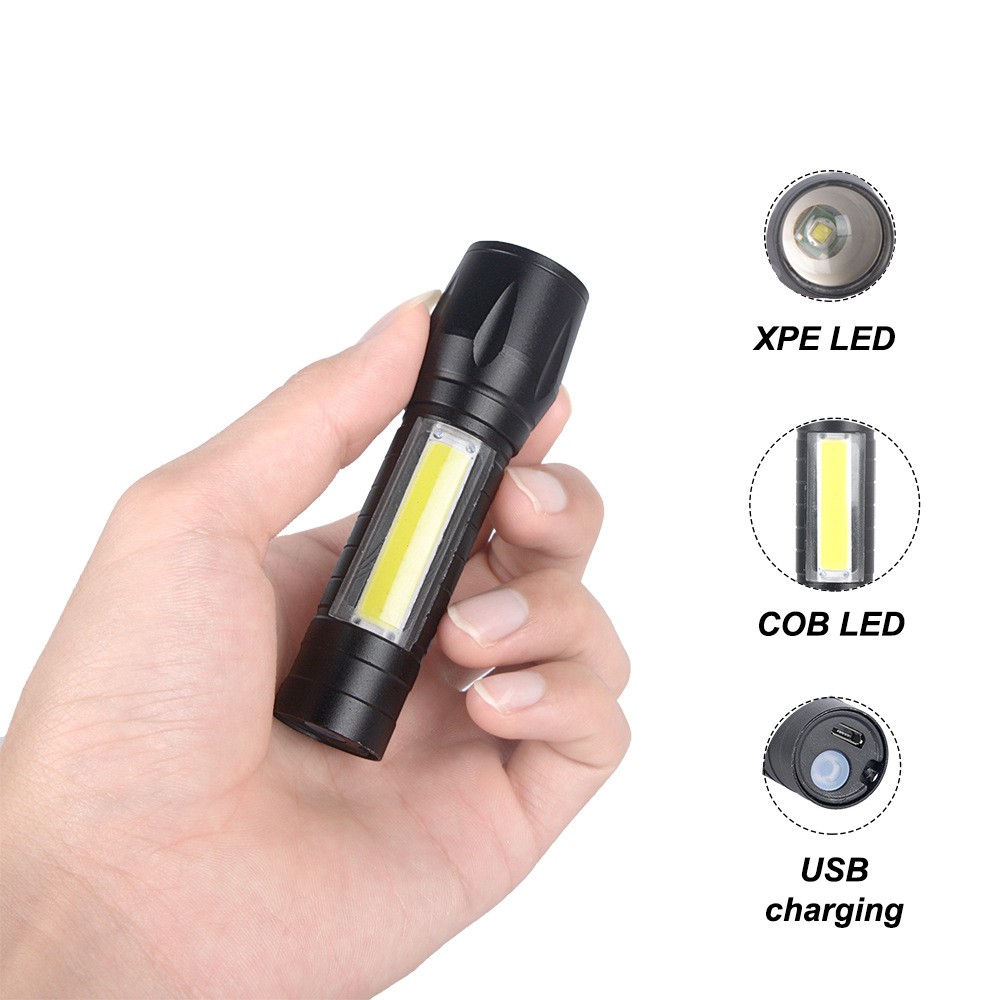 Đèn Pin MINI Siêu Sáng Cao Cấp Có Zoom Full BOX