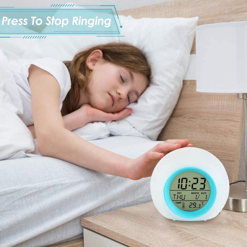 Round Temperature Touch Control 【Special offer】Kids Digital Alarm Clock Round Colorful Alarm Clock ...