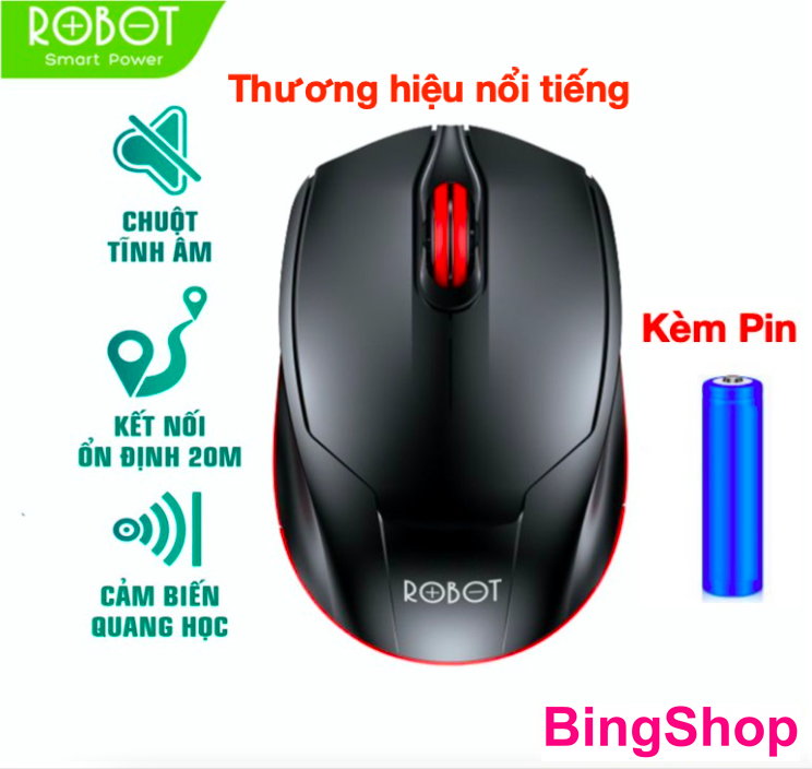 Hot Deals - Chuột không dây ROBOT M310 2.4GHz chuột tỉnh âm click không nghe tiếng khoảng cách tín hiệu 20m-Hàng Chính Hãng