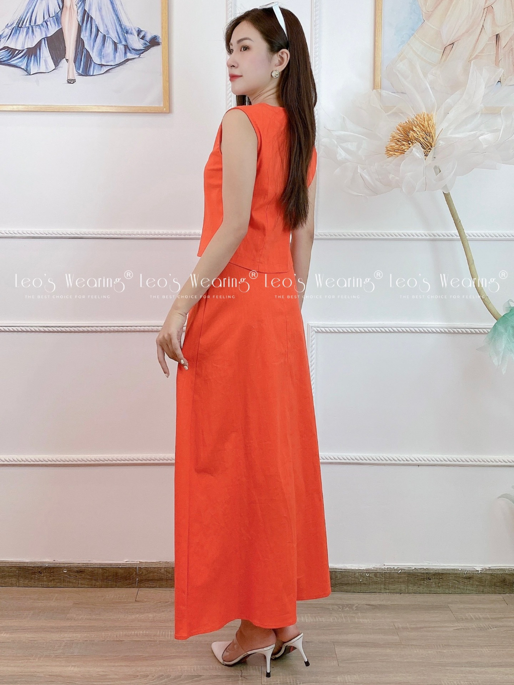C295 LEOSWEARING set váy linen dáng dài