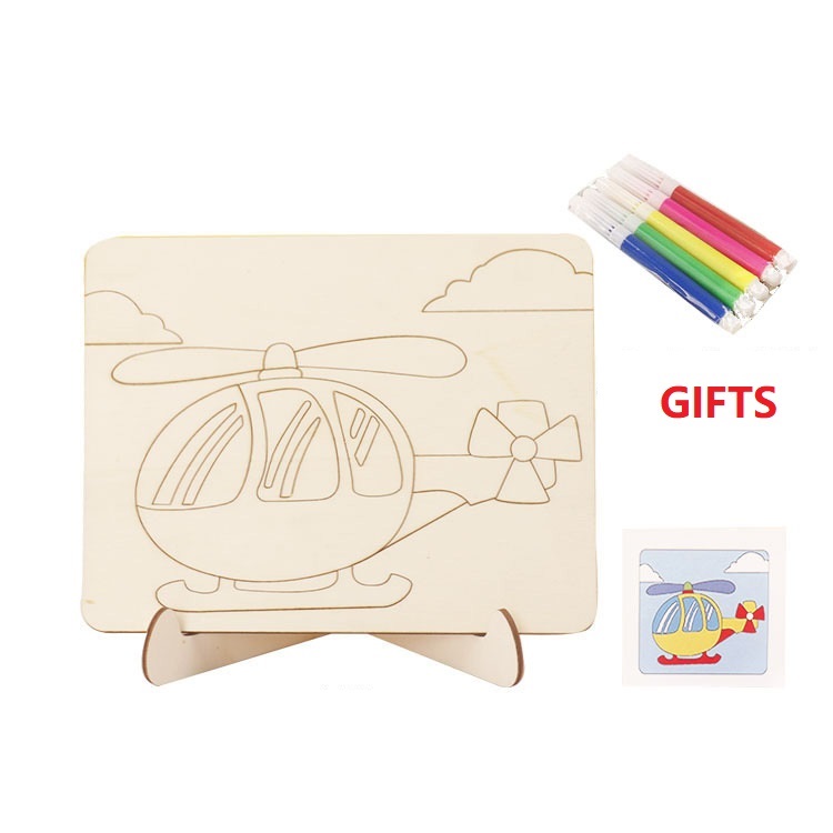 Kids Wood Drawing Board Toy Tabletop Decorations Creative Diy Graffiti