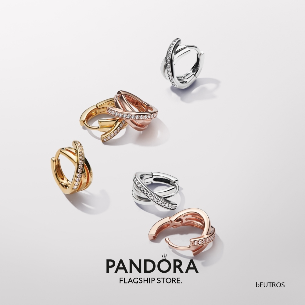 2024 Pandora Crossover Pavé Hoop Earrings