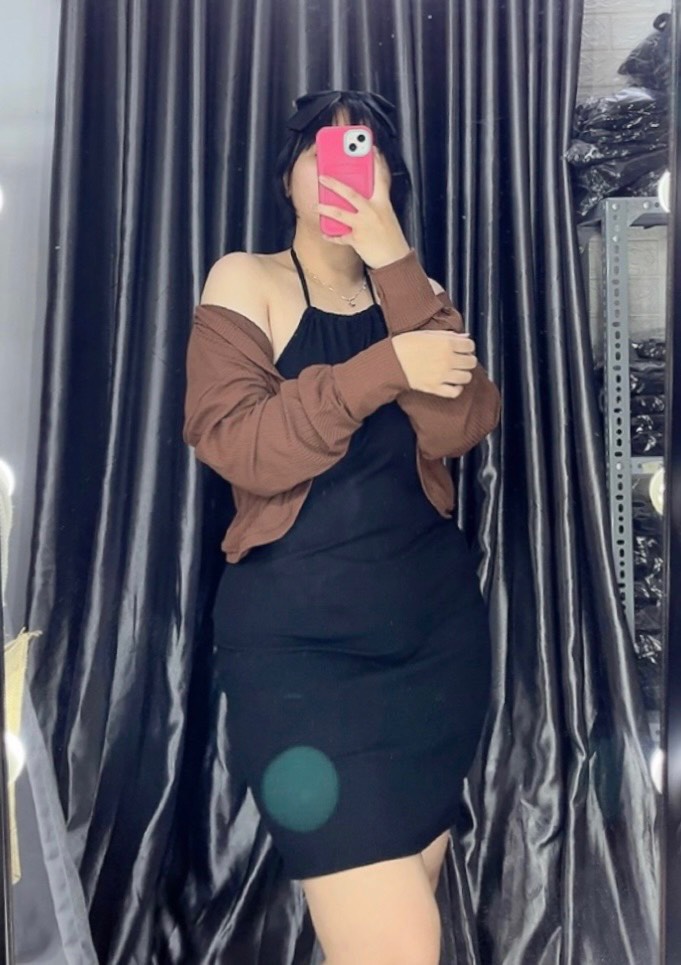 Đầm 2 dây dáng xoè chất thun nữ bigsize (Ảnh mẫu chụp tại shop).