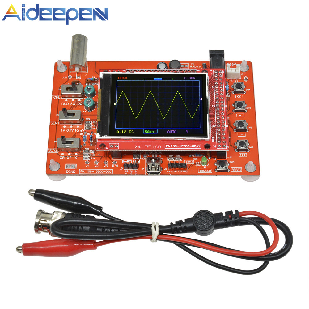 Original Aideepen DSO138 Oscilloscope Digital TFT with Probe Alligator Test Clip for Arduino ARM Detection Development Board Assembled 2.4 Inches