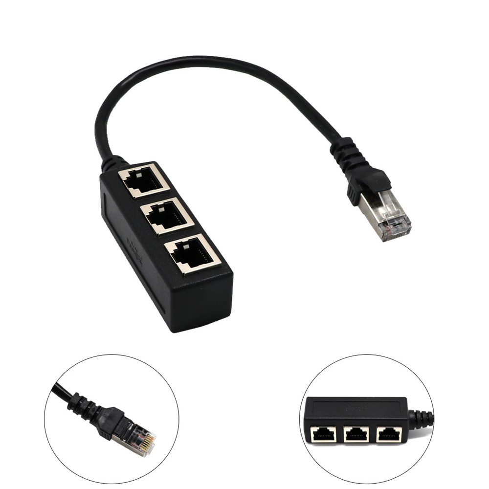 LAN Ethernet Network RJ45 Connector 1 Male to 2 or 3 Female Splitter Adapter Extension Cable for PC Computer Network Cable
