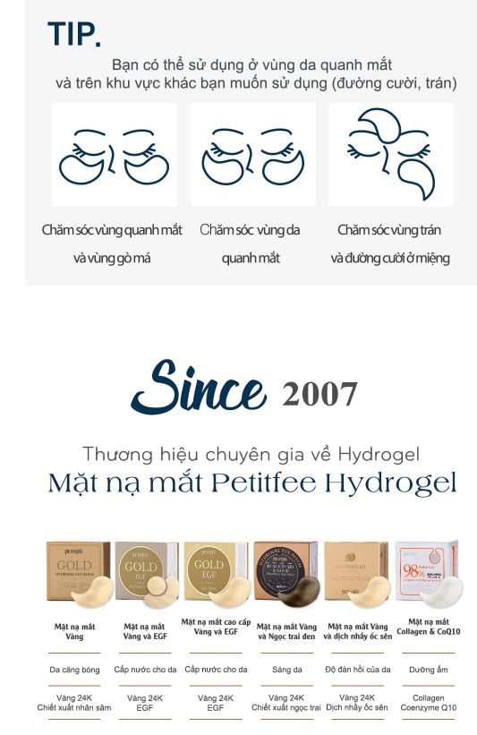 Mặt nạ mắt Petitfee Gold Hydrogel Eye Patch (60 miếng)